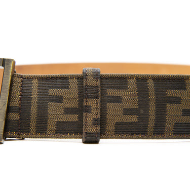 The pattern detail of the Fendi Canvas FF Buckle Belt.