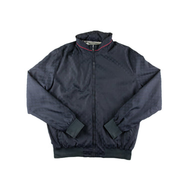 The front of the Gucci Navy Monogram Jacket.