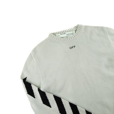 The front of the Off-White Diag Arrows Knit Grey Sweater.