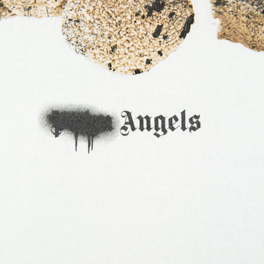 The logo of the Palm Angels Spray Logo Kill The Bear White T Shirt.