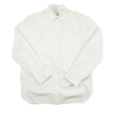 The front of a Burberry white button-up shirt.
