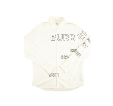 The front of the Burberry Horseferry White Long Sleeve Shirt.