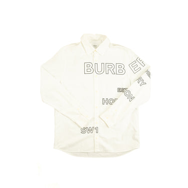 The front of the Burberry Horseferry White Long Sleeve Shirt.
