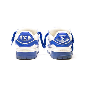 The back of the Louis Vuitton LV Trainer Maxi Blue White Sneaker.