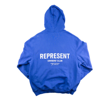 The back of the Represent Owners Club Blue Hoodie.