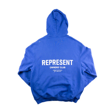 The back of the Represent Owners Club Blue Hoodie.