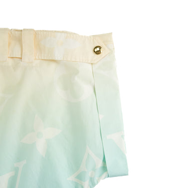 The sleeve of the Louis Vuitton Blue Lagoon Monogram Playsuit.