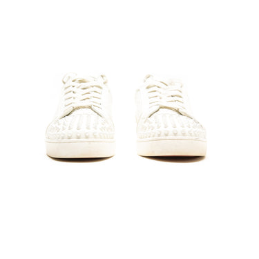 The front of the Christian Louboutin Seavaste 2 Orlato White Flat Trainers.