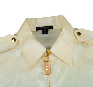 The collar of the Louis Vuitton Blue Lagoon Monogram Playsuit.