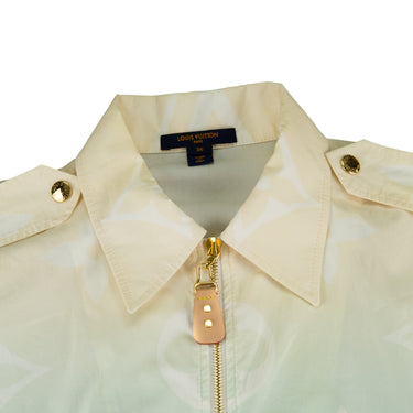The collar of the Louis Vuitton Blue Lagoon Monogram Playsuit.