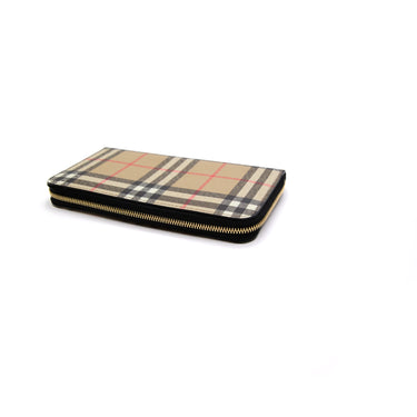 The side of the Burberry Check Zip Wallet.