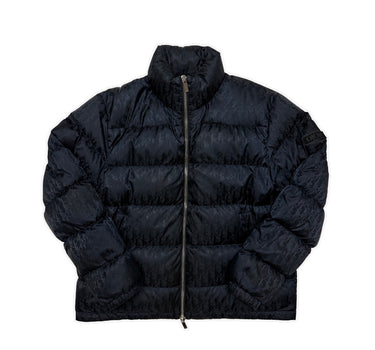 The front of the Dior Oblique Navy Down Puffer Jacket.