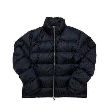The front of the Dior Oblique Navy Down Puffer Jacket.