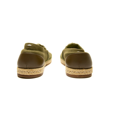 The back of the Maison Margiela Olive Canvas Tabi Espadrilles.