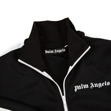 The collar of the Palm Angels Black Track Jacket M.