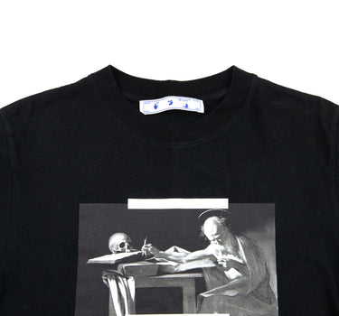 The logo of the Off-White Black Caravaggio T-Shirt.