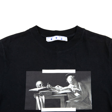 The logo of the Off-White Black Caravaggio T-Shirt.