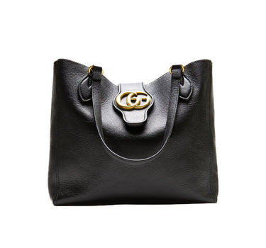 The front of the Gucci Small Dahlia Black Tote Bag.