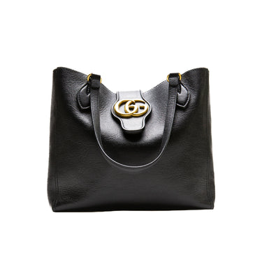 The front of the Gucci Small Dahlia Black Tote Bag.