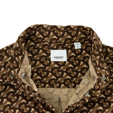 The collar of the Burberry TB Monogram Overshirt Jacket.