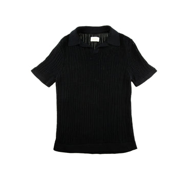 The front of the Aime Leon Dore Mesh Knit Black Polo.