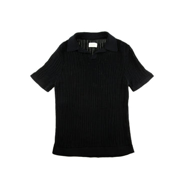 The front of the Aime Leon Dore Mesh Knit Black Polo.