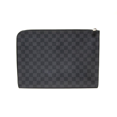 The back of the Louis Vuitton Damier Graphite Pochette Bag.