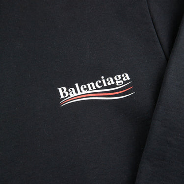 The logo of the Balenciaga Campaign Logo Black Sweatshirt.