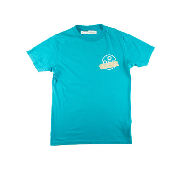 The front of the Off-White Tape Arrows Teal T Shirt.