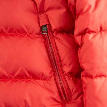 The pocket of the Moncler Red Dinant Puffer Jacket.