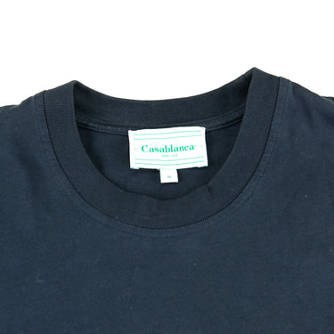 The collar of the Casablanca Air Concorde Navy T Shirt.