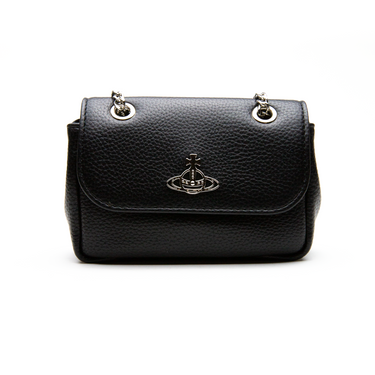 The front of the Vivienne Westwood Re-Vegan Grain Small Crossbody Bag in black.