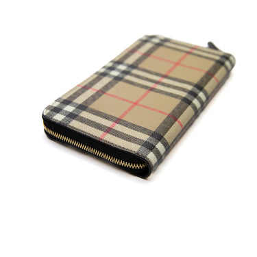 The top of the Burberry Check Zip Wallet.