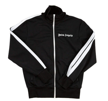 The front of the Palm Angels Black Track Jacket XS.