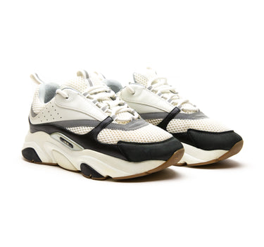 The front of the Dior B22 Black White Silver Trainers.