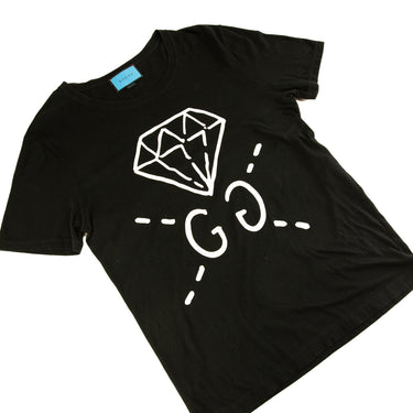 The flatlay of the Gucci Gucci Ghost Diamond Black T Shirt.