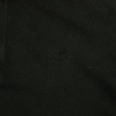 The logo of the Gucci Black Embroidered Logo Polo Shirt.