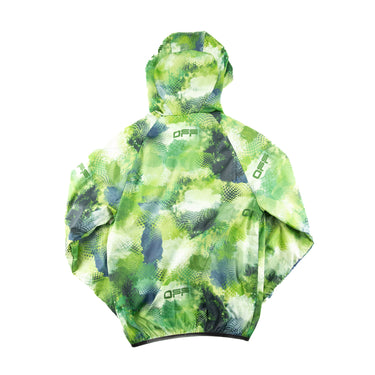 The back of the Off-White Active Packable Green Windbreaker Jacket.