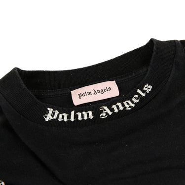 The collar of the Palm Angels Multi Logo Black T Shirt.