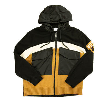 The front of the Burberry Knit-Nylon Hybrid Zip Hoodie.