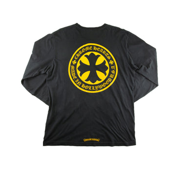The back of the Chrome Hearts Cross Black Yellow Long Sleeve T-Shirt.