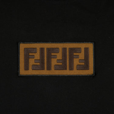 The front logo of the Fendi FF Box Logo Black T Shirt.