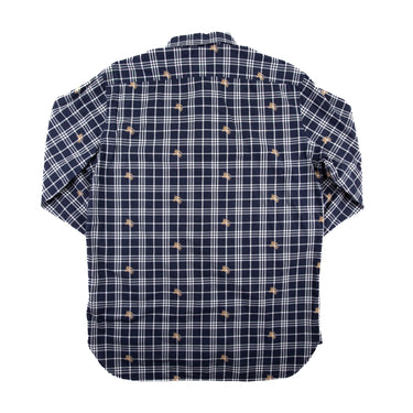 The back of the Burberry Navy Check Equestrian Knight Shirt.
