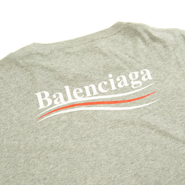 The back logo of the Balenciaga Campaign Logo Grey T Shirt.