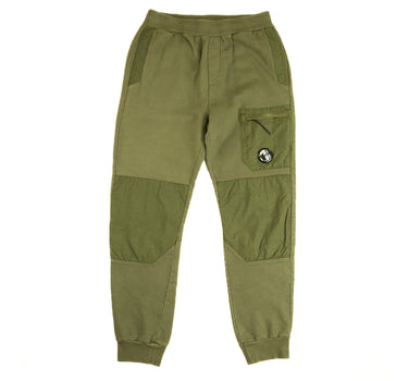 The  of the C.P. Company Diagonal Fleece Mixed Lens Khaki Sweatpants.