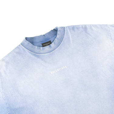 The front of the Balenciaga Logo Washed Blue T Shirt.