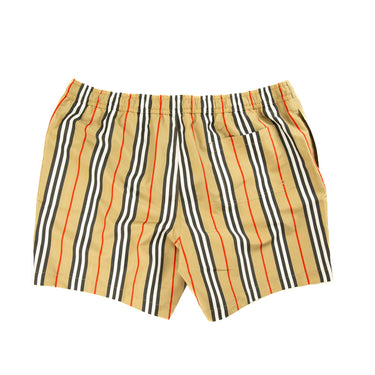 The back of the Burberry Striped Check Print Swim Shorts.