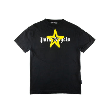 The front of the Palm Angels Spray Star Logo Black T Shirt.