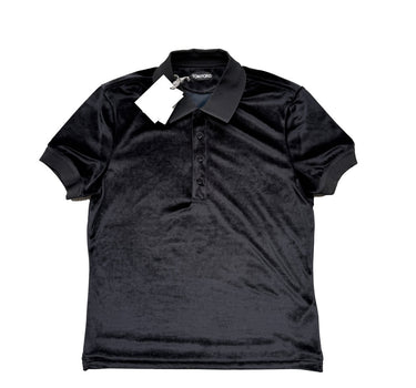 The front of the Tom Ford Black Velour Polo Shirt.