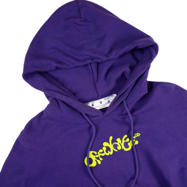The hood of the Off-White Exactly The Opposite Purple Hoodie.